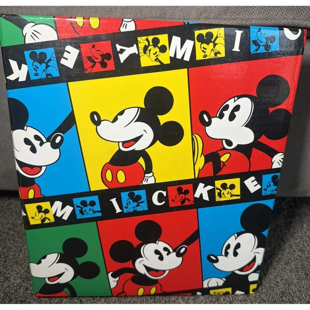 Vintage 1990s Disney Mickey Mouse School 3 Ring Hard Binder Photo Album 10.5x12